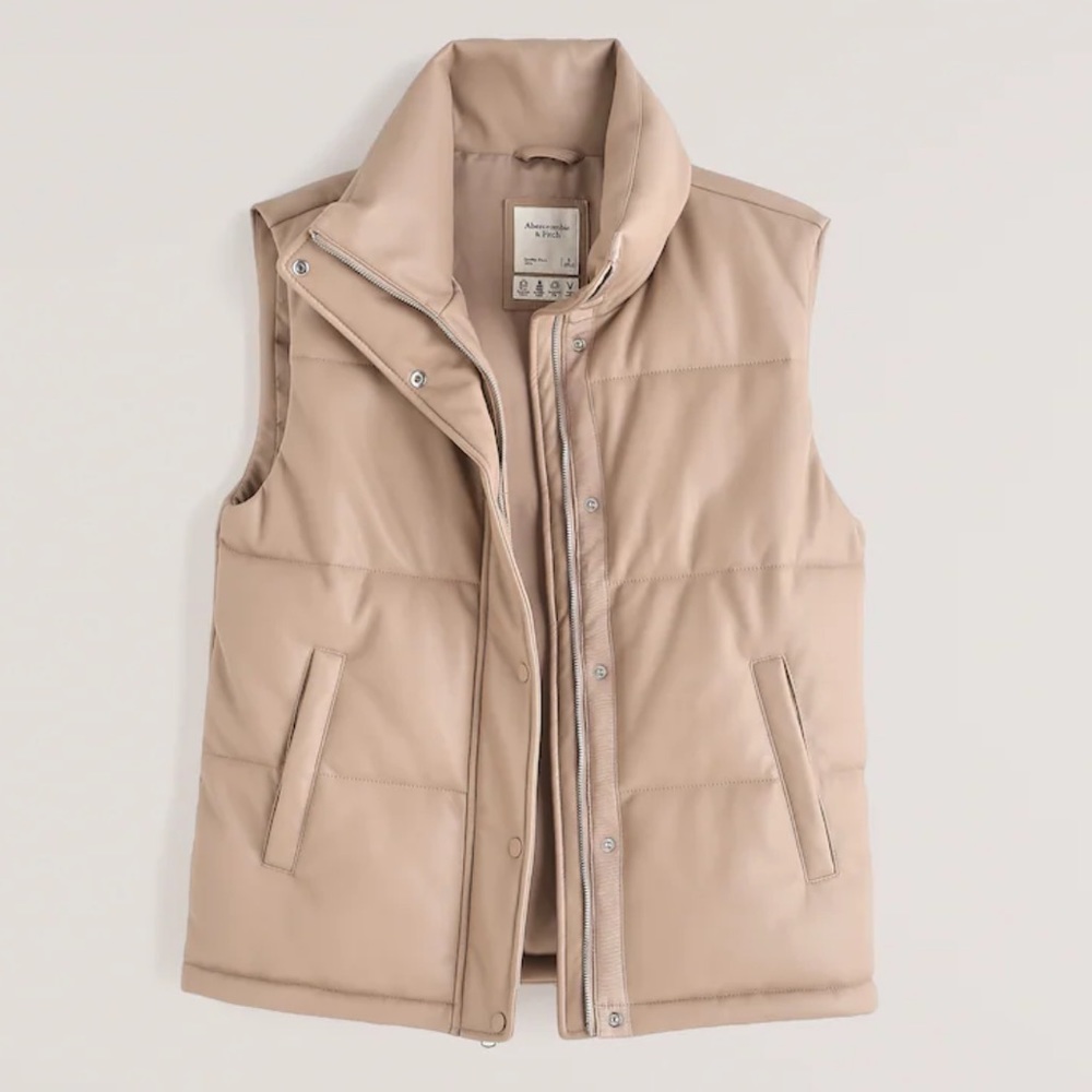 Abercrombie Vegan Leather Duvet Puffer Vest
